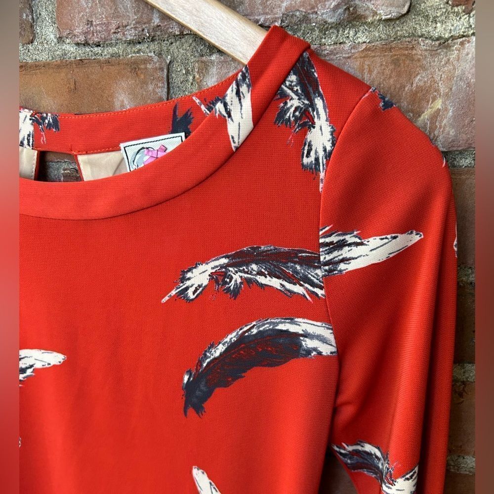 Yoana Baraschi Dreamweaver Orange Long Sleeve Feathers Dress - Picture 5 of 9